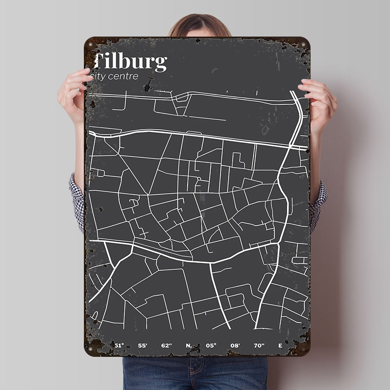 Custom Map Poster - Poster Cetak Peta Pusat Kota Tilburg