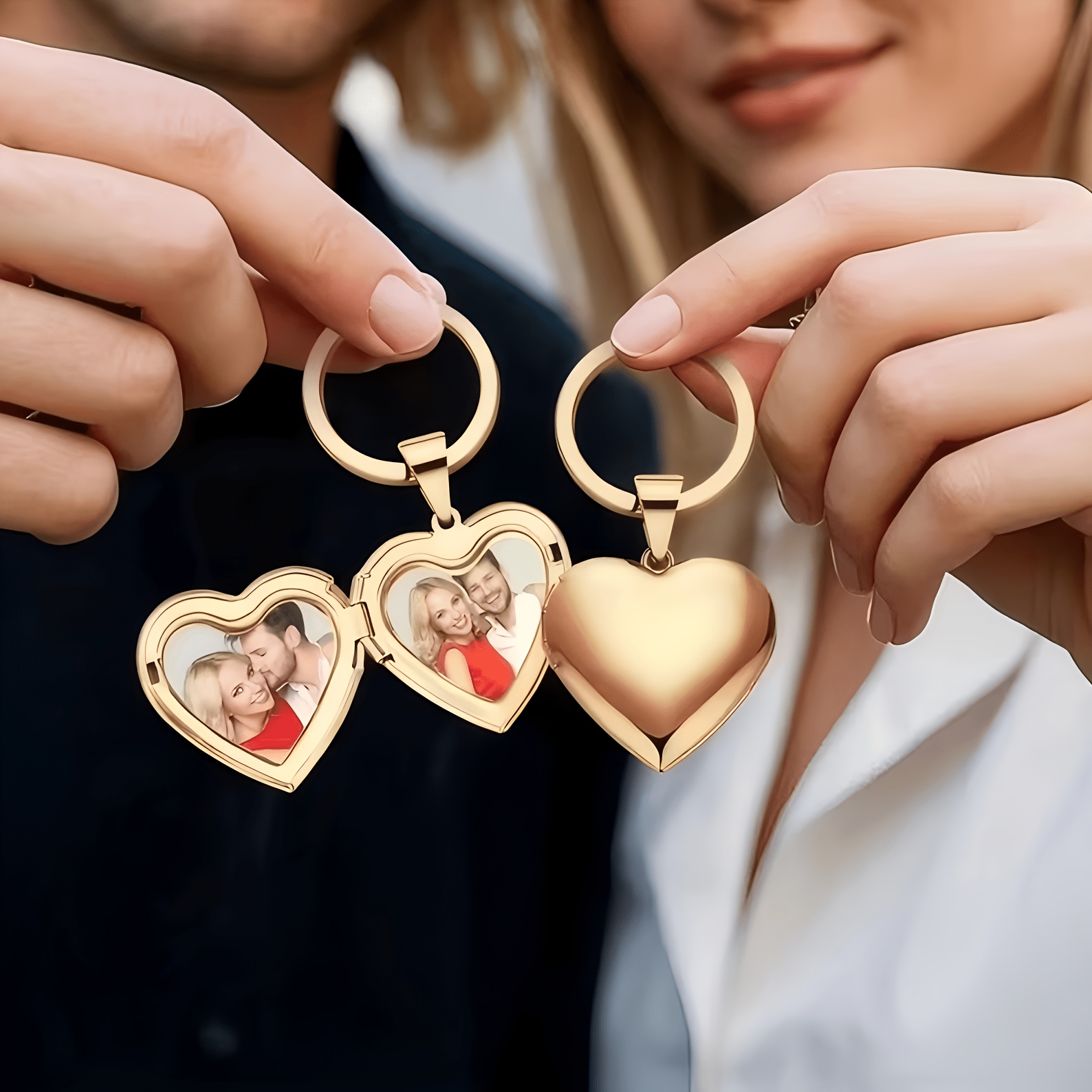 Initial Ring Custom - Gantungan Kunci Bingkai Foto Bentuk Hati